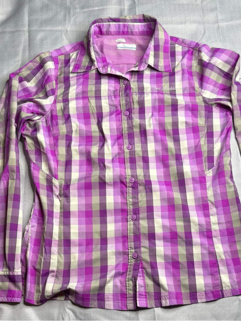 Columbia Pink Purple Plaid Button-Down Shirt